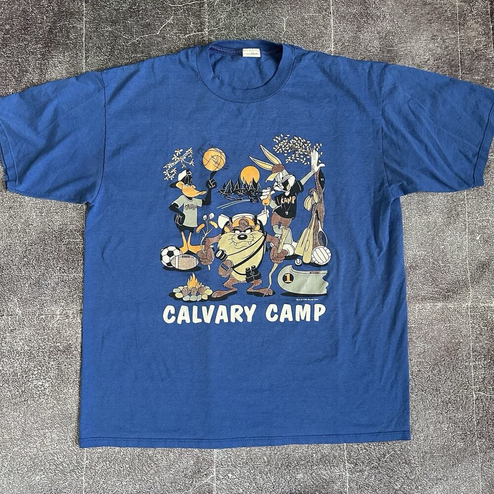 Men's Vintage 90's Looney Tunes Bugs Bunny Taz Calvary Camp T Shirt Tee Sz XL